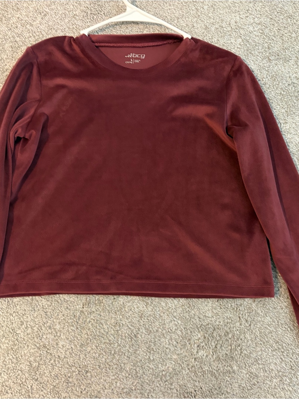 bcg Burgundy Long Sleeve Crewneck Top